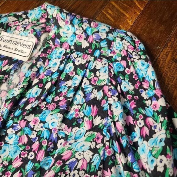 Vintage Dainty Blue Pink Cottagecore Floral Dress - Picture 15 of 16